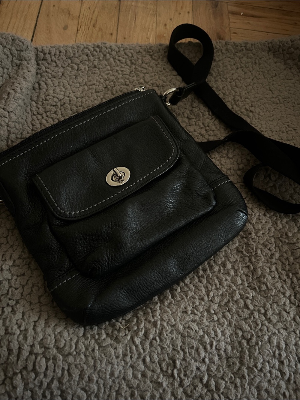 Classic Black Leather Crossbody Bag